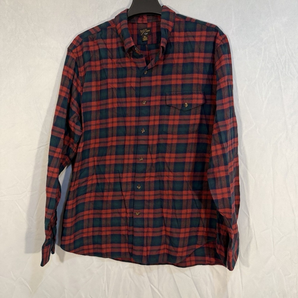 j crew plaid flannel shirt Red Greed Soft Size XL